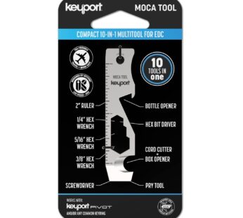 Keyport MOCA 10-in-1 Keychain Multitool (Stainless) | EDC Multi Tool: Pry Bar, Bottle Open