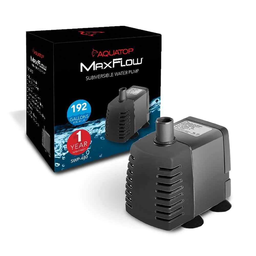 Aquatop MaxFlow Submersible Aquarium Pump 192 GPH Adjustable Flow, for Fish Tanks, sumps a