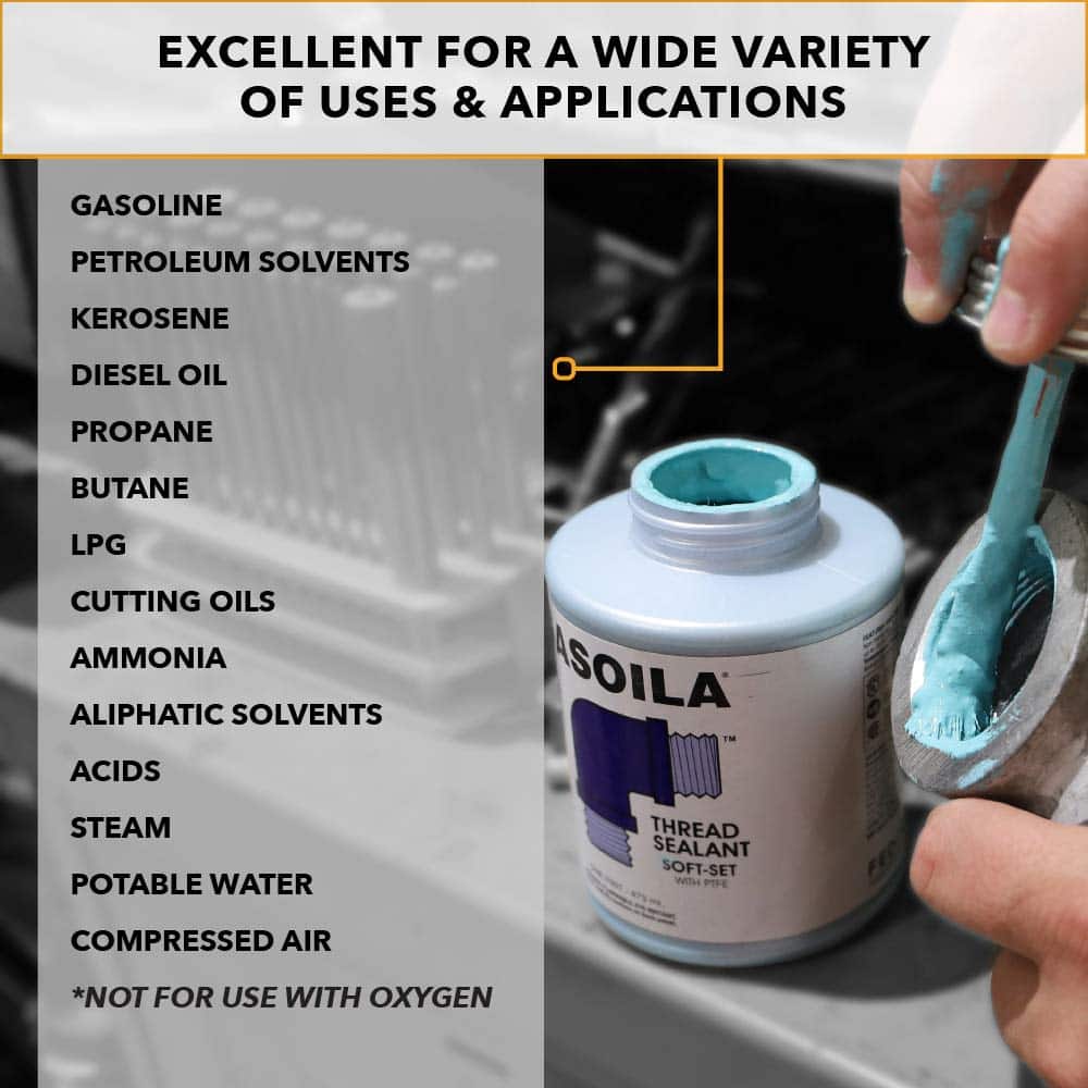 Gasoila - SS04 Soft-Set Pipe Thread Sealant with PTFE Paste, Non Hardening, -100 to 600 De - Image 4
