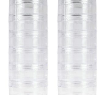 1 Column (6pcs) – Beauticom 5G/5ML Transparent Stackable Jars – Round Plastic Container wi
