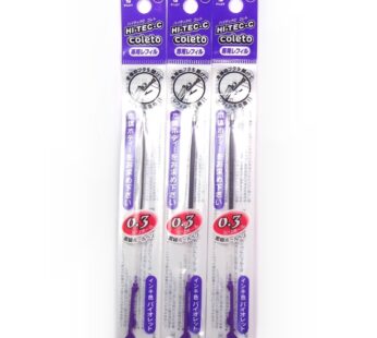 Pilot Hi-Tec-C Coleto Gel Ink Pen Refill 0.3mm, Violet, 3 Packs/Total 3 pcs (Japan Impor