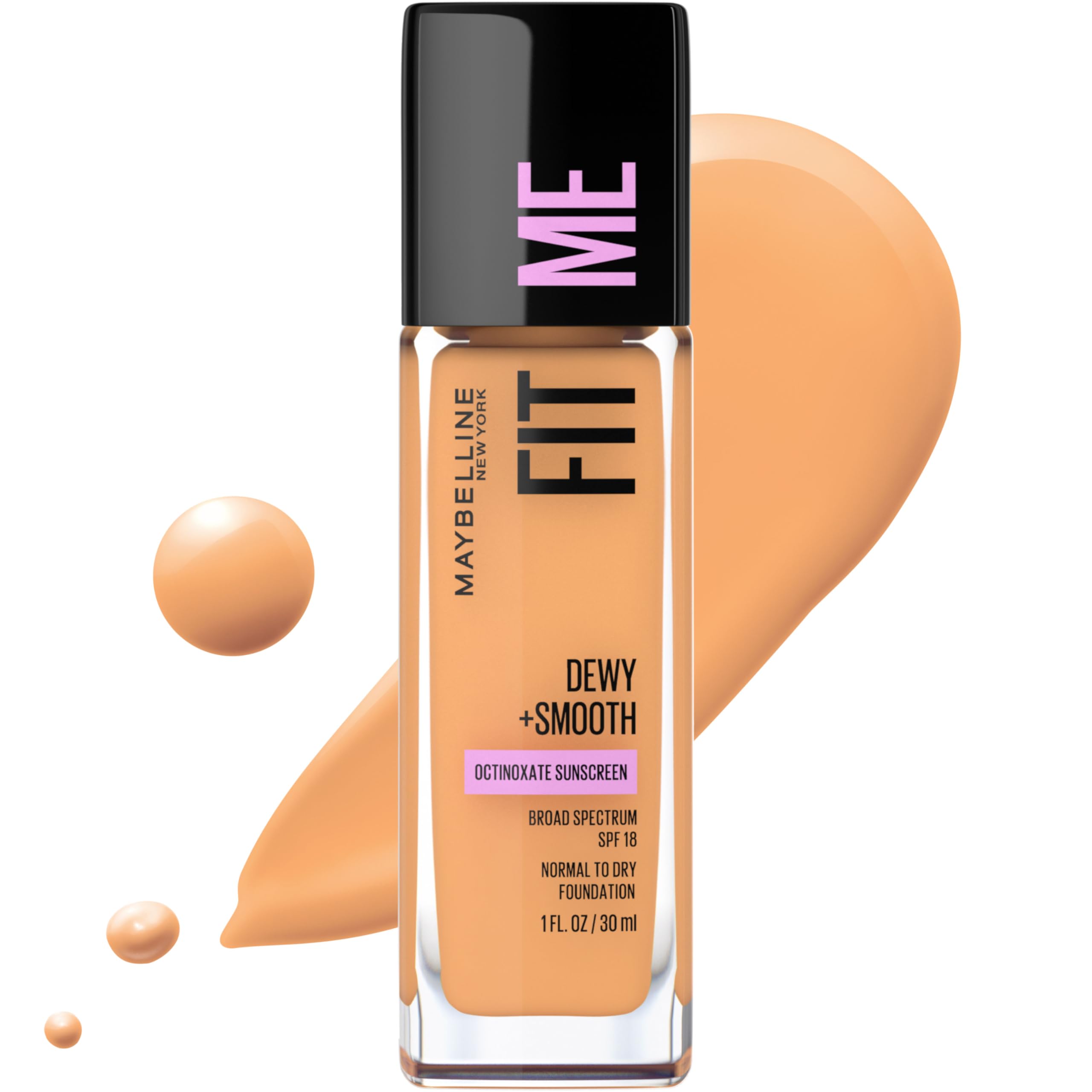 Maybelline Fit Me Dewy + Smooth Liquid Foundation Makeup, Golden Beige, 1 Count (Packaging