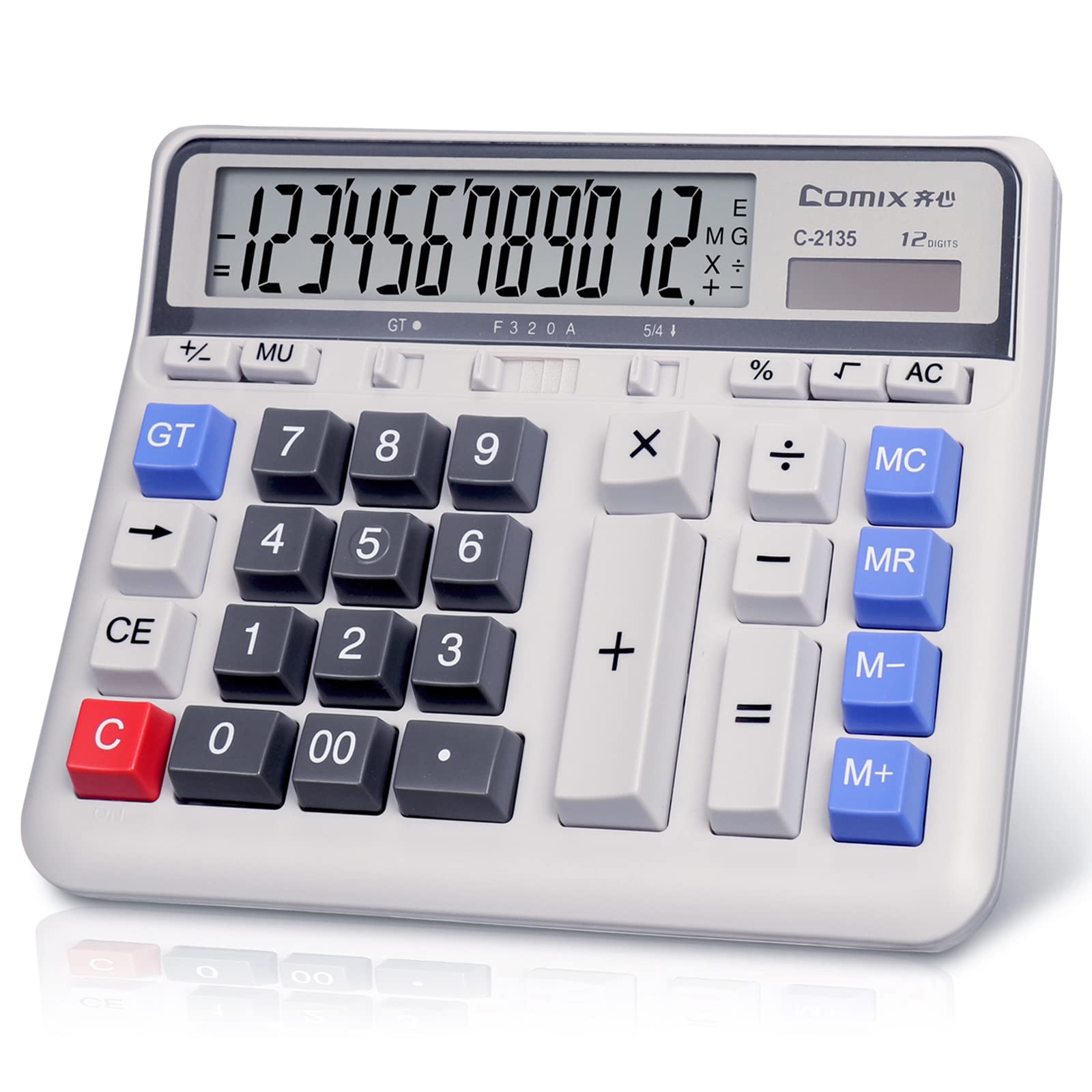 Comix Desktop Calculator Solar Battery Dual Power with 12-Digit Large LCD Display and Larg - Image 2