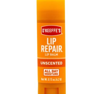 O’Keeffe’s Unscented Lip Repair Lip Balm for Dry, Cracked Lips, Stick, (Pack of 1)