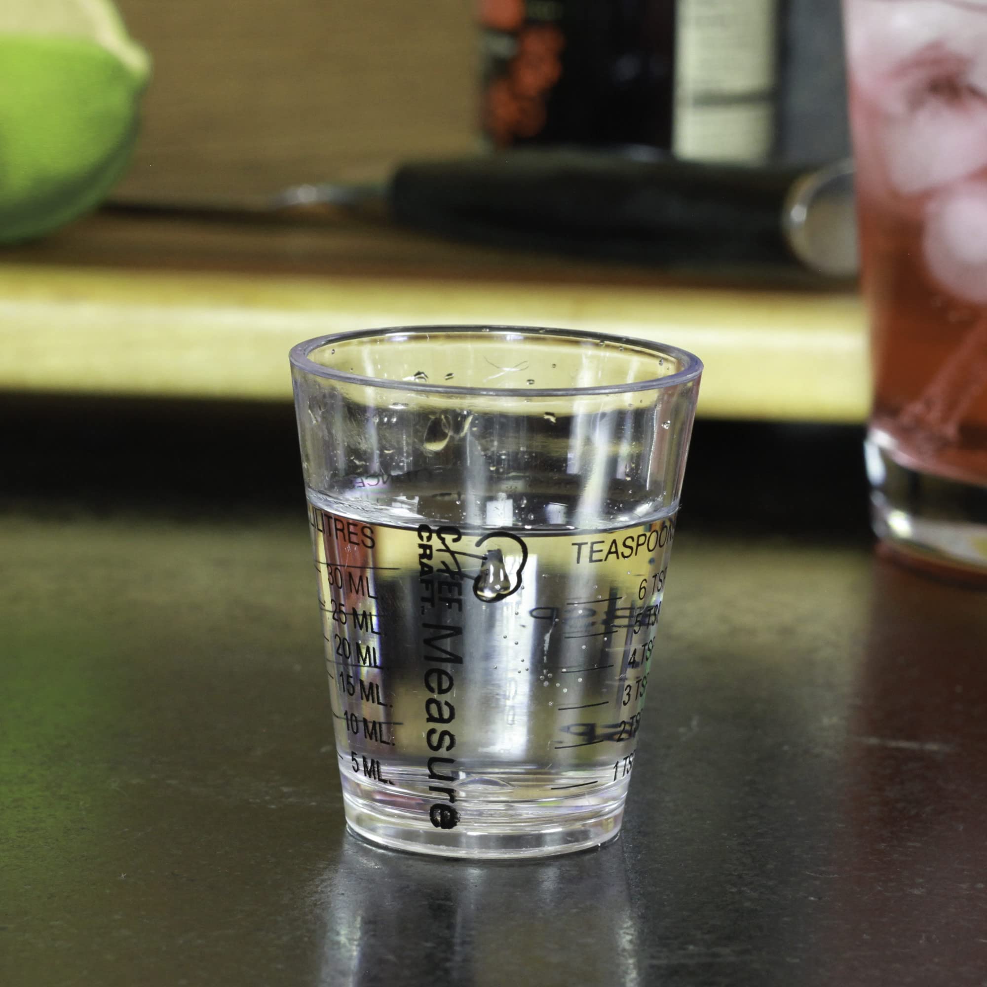 Chef Craft Classic Plastic Shot Glass Measurer, 1 ounce teaspoon/tablespoon, Clear - Image 4