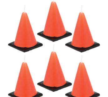 Creative Converting 6-Count Molded Candles, Cone-Shaped Under Construction –