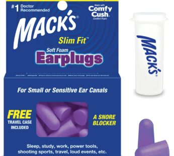 Mack’s Slim Fit Soft Foam Earplugs, 10 Pair – Small Ear Plugs for Sleeping, Snoring, Trave