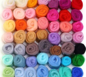 MOMODA BAODLON 50 Colors Fibre Wool Yarn Roving for Needle Felting Hand Spinning DIY Craft