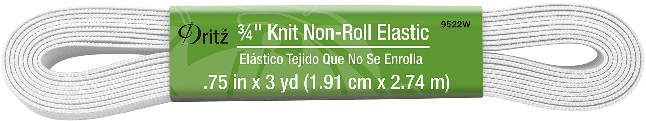Dritz 9522W Non-Roll Knit Elastic, 3/4-Inch x 3-Yard, White