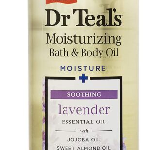 Dr Teal’s Moisturizing Bath and Body Oil, Soothe & Sleep with Lavender Essential Oil, 8.8