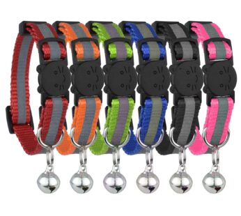 Upgraded Version – Reflective Cat Collar with Bell, Set of 6, Solid & Safe Collars for Cat