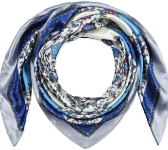 corciova Womens Silk Feeling Head Scarf Headband for Sleeping 35 x 35 Flower Cyan Snow Cur