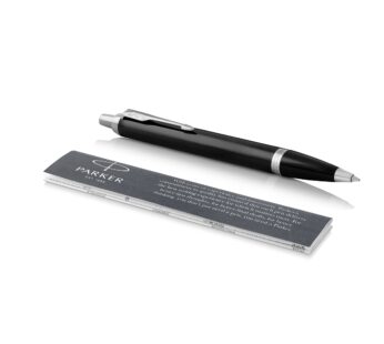 Parker IM Ballpoint Pen, Black Lacquer Chrome Trim with Medium Point Black Ink Refill, Gif