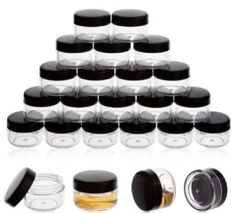 ZEJIA 5 Gram Sample Containers with Lids, 25PCS Mini Makeup Containers, Empty Plastic Trav