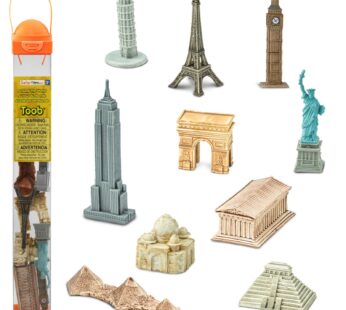Safari Ltd. Around The World TOOB – 10 Figurines: Leaning Tower of Pisa, Eiffel Tower, Taj