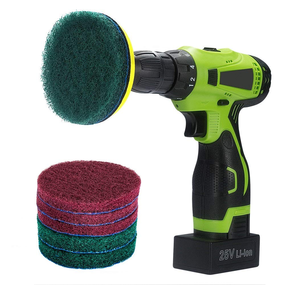 Kichwit 4 Inch Drill Power Brush Tile Scrubber Scouring Pads Cleaning Kit, Includes Drill