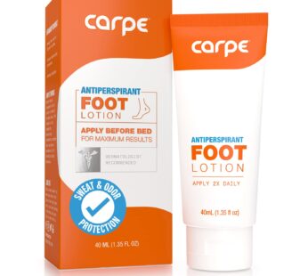 Carpe Antiperspirant Foot Lotion, A dermatologist-recommended solution to stop sweaty, sme
