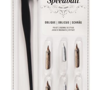 Speedball Oblique Pen Set – 1 Penholder w/ 4 Nibs, 2 Pen Points