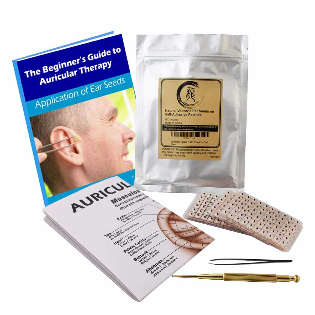 Multi-Condition Ear Seeds Acupuncture Kit 600 Counts, eBook Placement Chart, Probe, Acupre - Image 2