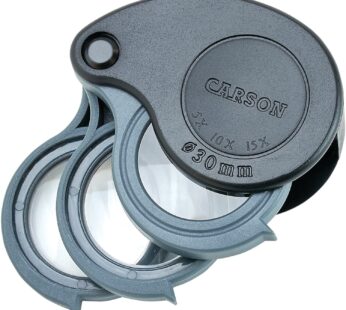 Carson TriView 5x/10x/15x Folding Loupe Magnifier with Built-in Case (TV-15), Black