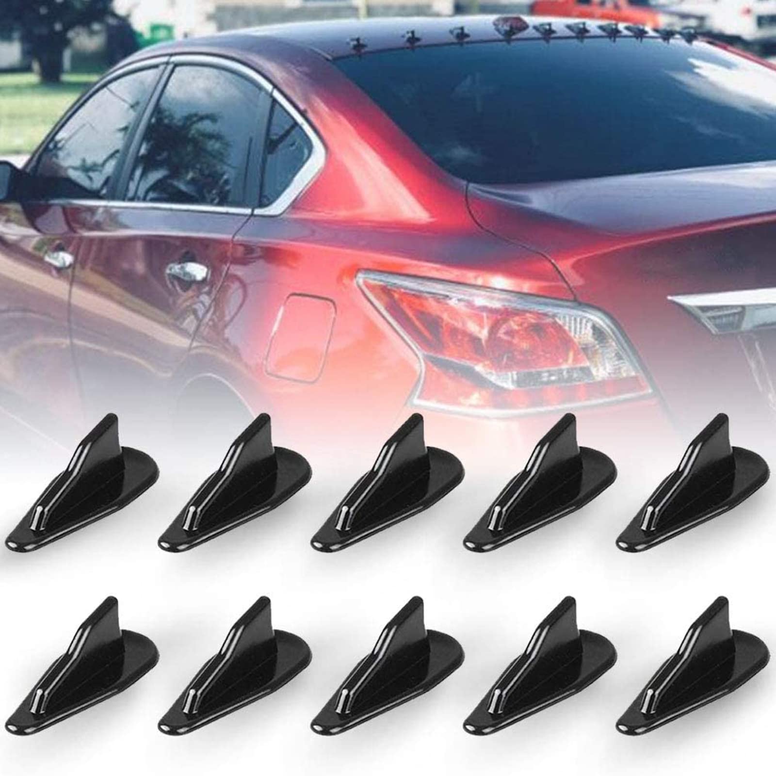 RULLINE 10pcs/Set Diffuser Shark Fin Kit Compatible with Spoiler Roof Wing Air Vortex Gene