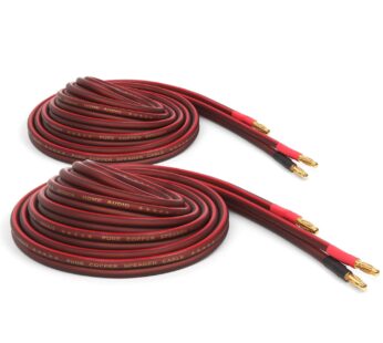 Micca 14 Gauge Pure Copper Speaker Wire, 6 Feet 2 Pack, Gold Plated Banana Plugs, Soldered