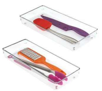 iDesign Linus Plastic Kitchen Drawer Organizer for Silverware, Spatulas, Cutlery, Gadgets,