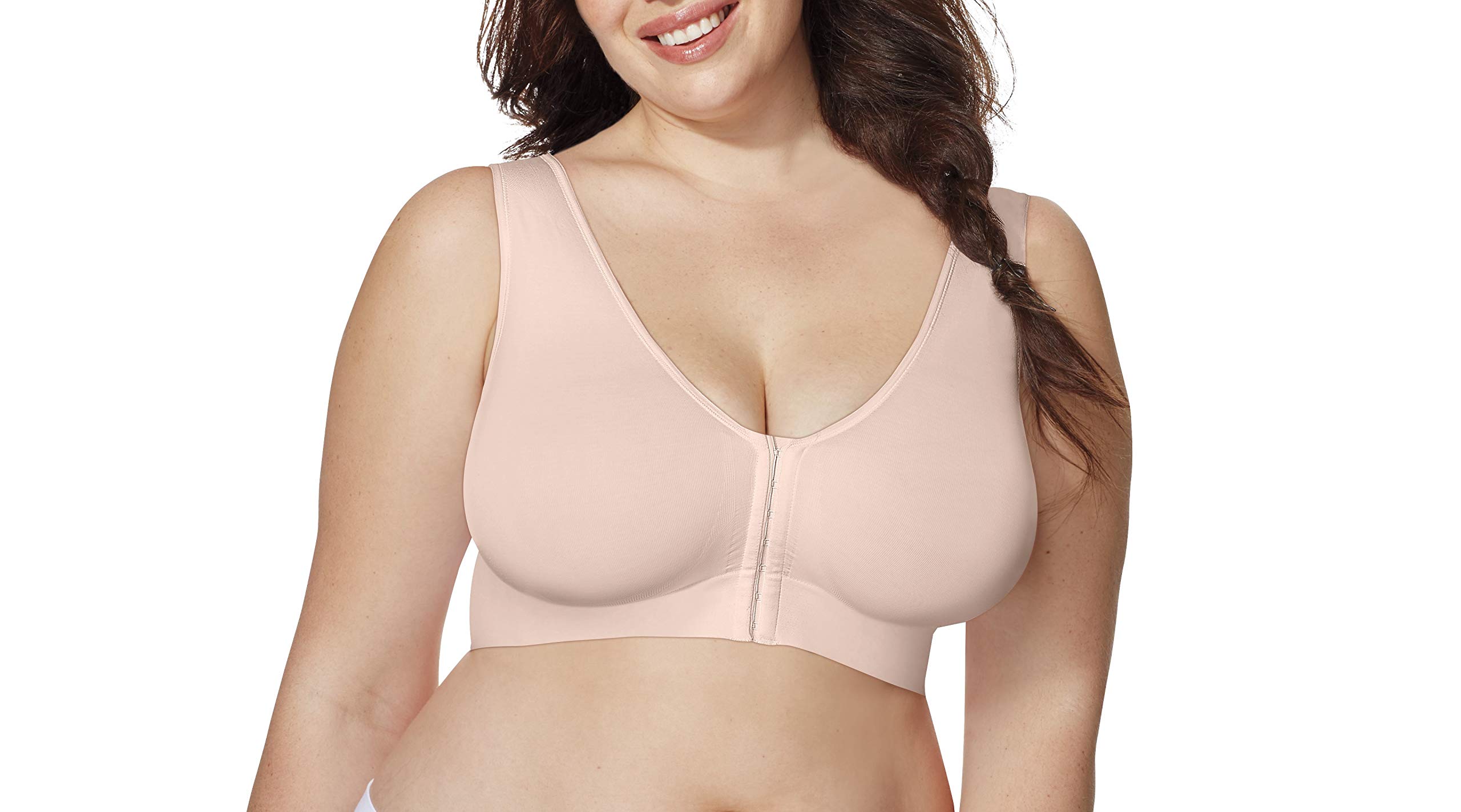 JUST MY SIZE womens Pure Comfort Front Close Wirefree Mj1274 Bra, Sandshell, 6X US - Image 2