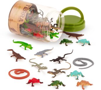 Terra by Battat 60 Pcs Lizards Animal Tube Realistic Plastic Animal Toys Reptile & A