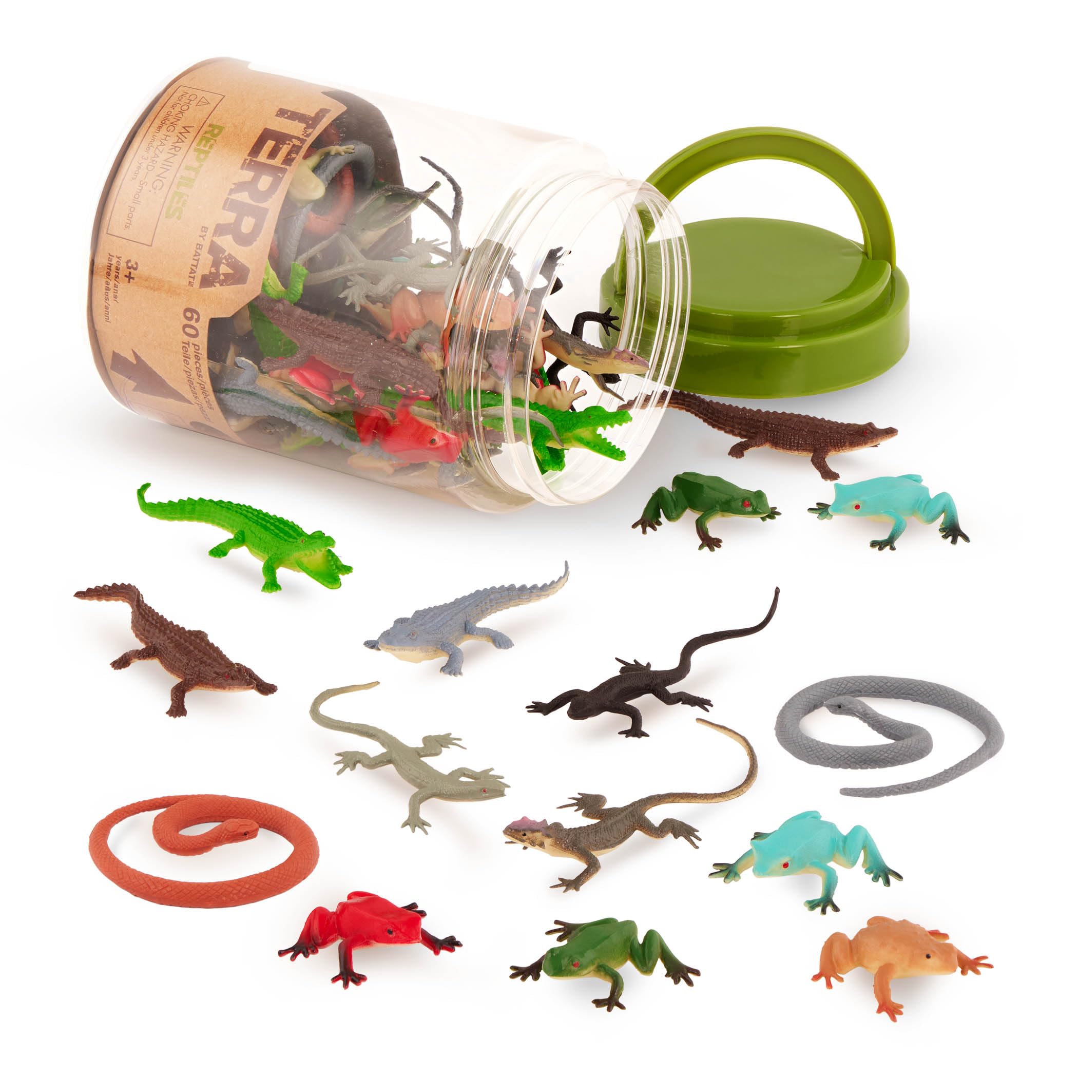 Terra by Battat 60 Pcs Lizards Animal Tube Realistic Plastic Animal Toys Reptile & A