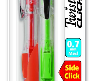 Pentel Twist-Erase CLICK Mechanical Pencil,, 0.7mm CLEAR Barrel, 2 Pack (PD277TBP2M)