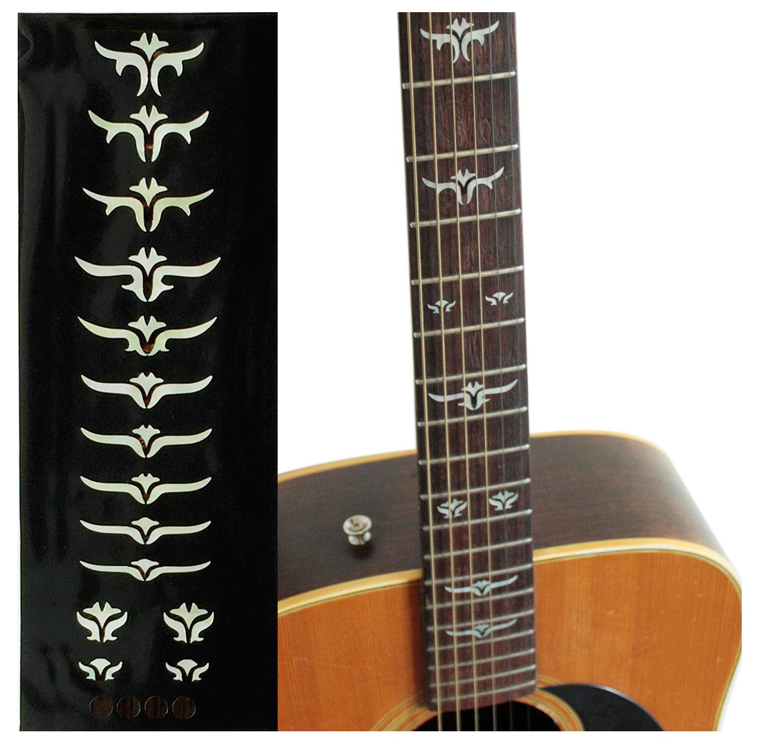 Jockomo Tailored Leaf (White Pearl) Guitar Inlay Sticker - Image 2