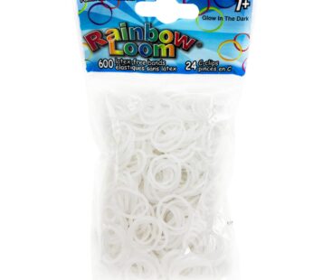 Rainbow Loom Glow in The Dark Collection: White Rubber Bands with 24 C-Clips (600 Count)