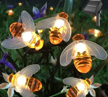 SEMILITS Solar String Lights 20LED Outdoor Waterproof Simulation Honey Bees Decor for Gard