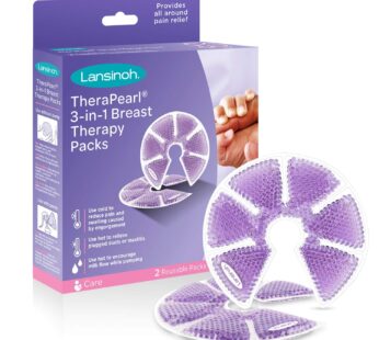 Lansinoh TheraPearl 3-in-1 Hot or Cold Breast Therapy Pack with Cover, 2 Count