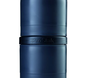BlenderBottle ProStak Twist n’ Lock Storage Jars Expansion 2-Pak with Pill Tray, All Black