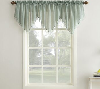 No. 918 Erica Crushed Voile Ascot Beaded Sheer Rod Pocket Curtain Valance