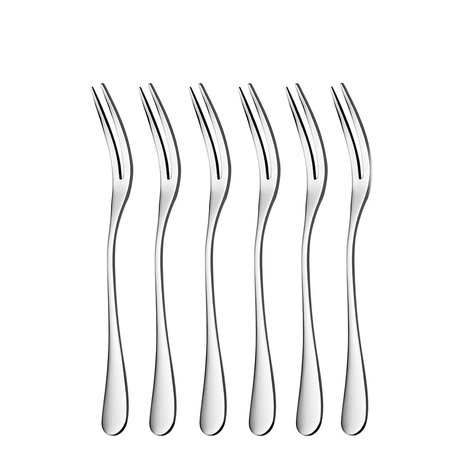 6 Pieces Stainless Steel Fruit Forks Cocktail Forks Two Prong Forks Tasting Appetizer Fork