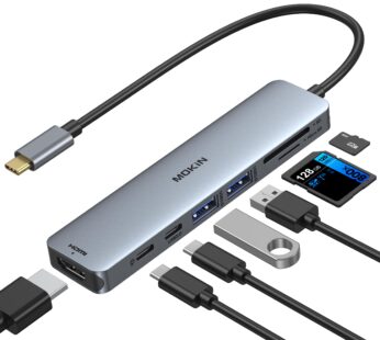 USB C Hub HDMI Adapter for MacBook Pro/Air, MOKiN 7 in 1 USB C Dongle with HDMI, SD/TF Car