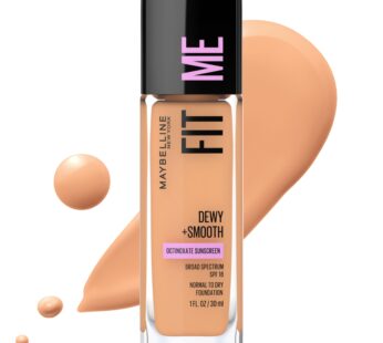 Maybelline Fit Me Dewy + Smooth Liquid Foundation Makeup, Sun Beige, 1 Count (Packaging Ma