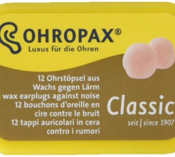 Ohropax Reusable Wax/Cotton Ear Plugs (12 Plugs Total)(1 Clear Carrying Case) – Ear Plugs