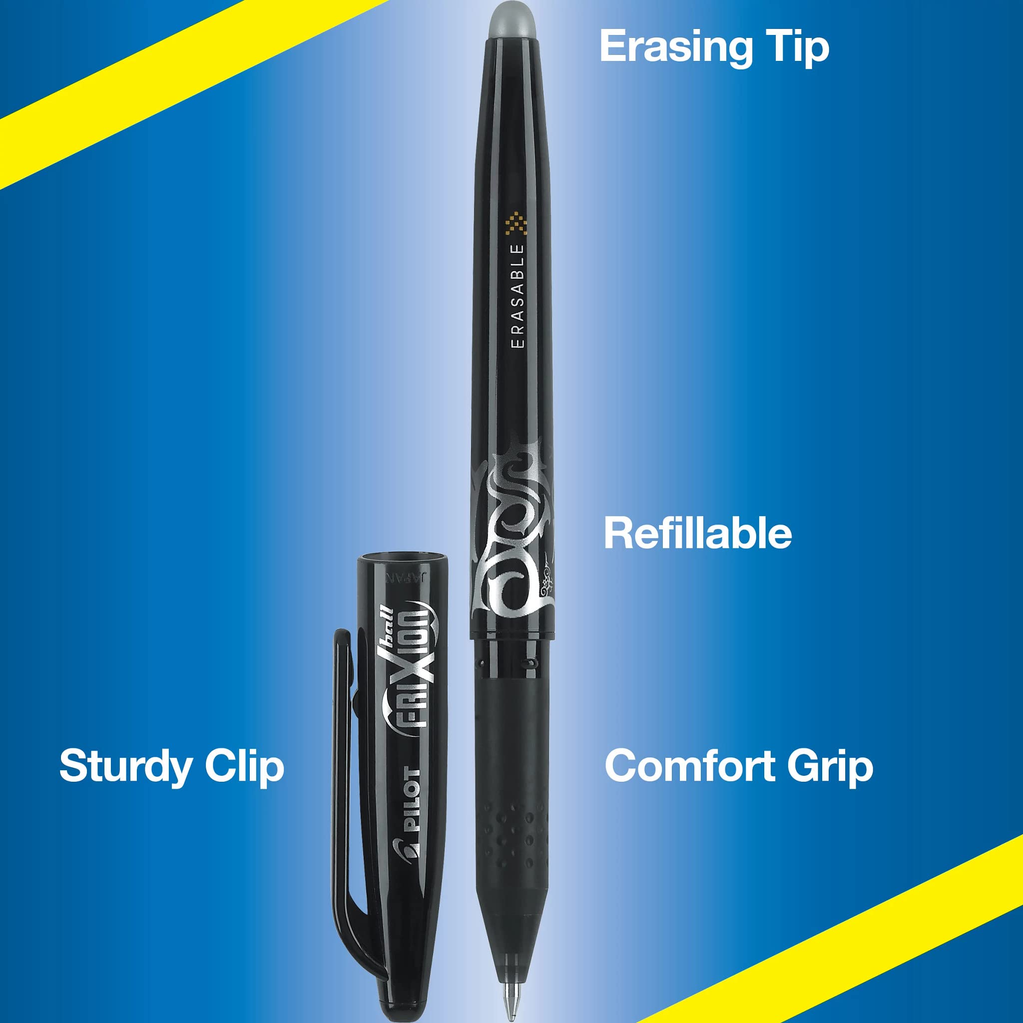 Pilot, FriXion Ball Erasable & Refillable Gel Ink Pens, Fine Point 0.7 mm, Pack of 2, Blac - Image 5