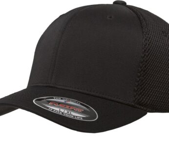 Flexfit Mens Ultrafibre Airmesh Fitted Trucker Hat, Black, Small-Medium US