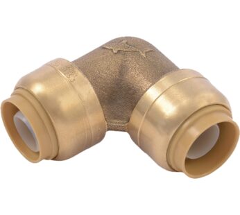 SharkBite 1/2 Inch 90 Degree Elbow, Push to Connect Brass Fitting, PEX Pipe, Copper, CPVC,