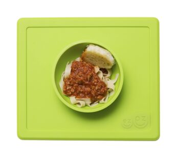 ezpz Happy Bowl – 24 Months + (Lime) – 100% Silicone Suction Bowl with Built-in Placemat