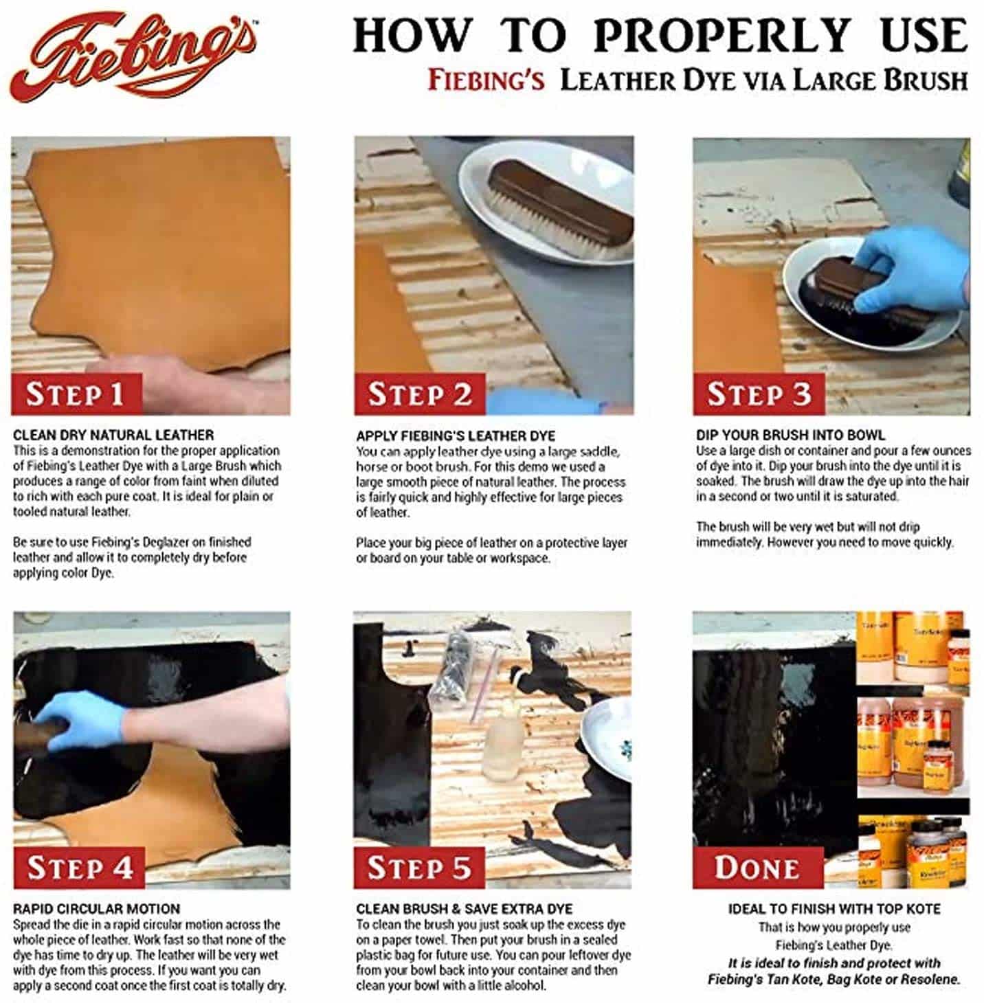 Fiebing's Leather Dye 4oz Tan - alcohol based penetrating & permanent leather dye - Image 4