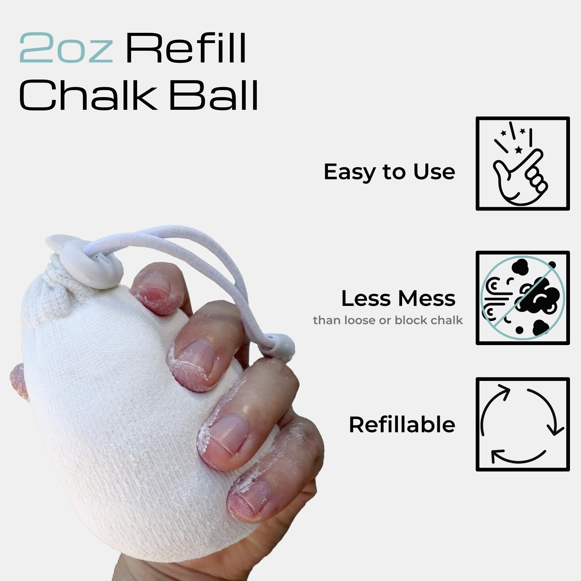 Z Athletic Gym Chalk Ball for Rock Climbing, Gymnastics, and Weightlifting, 2oz Refillable - Image 4