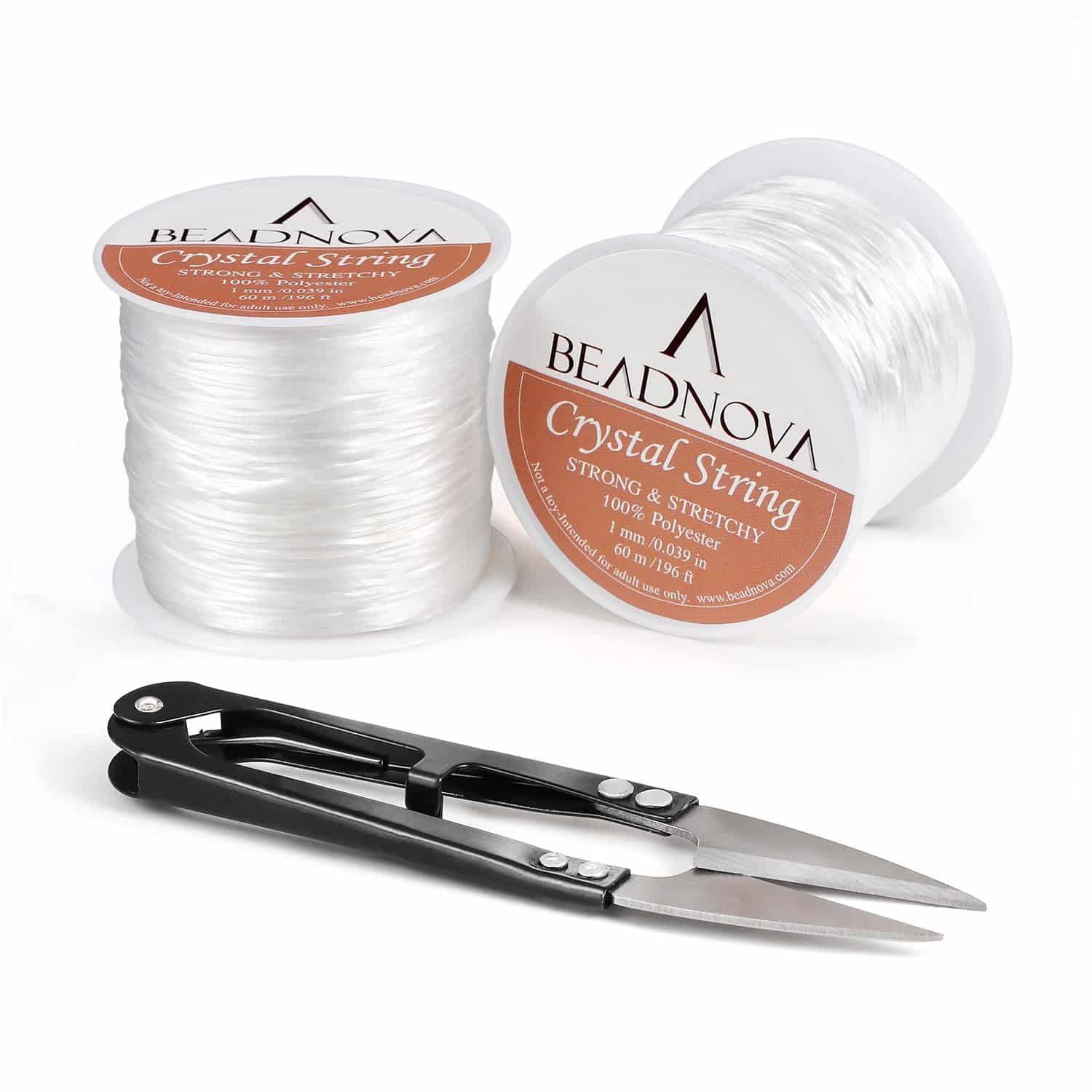 BEADNOVA 1mm Elastic Stretch Jewelry Bracelet Crystal String Cord 60m Roll (2 Roll String - Image 2