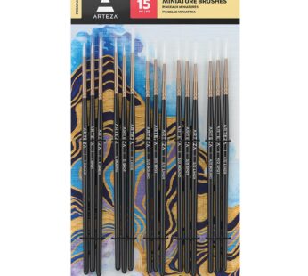 Arteza Detail Paint Brushes, Set of 15, Fine Detail Brush Set for Miniature Models and Can