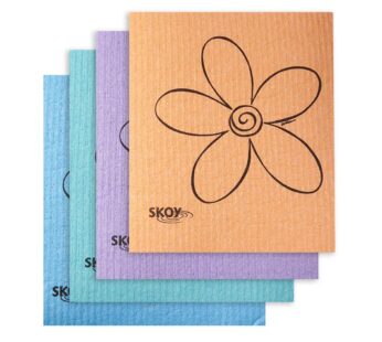 Skoy Cloth, 4-Pack Eco-Friendly and Reusable Swedish Dishcloth, for Kitchen and Household